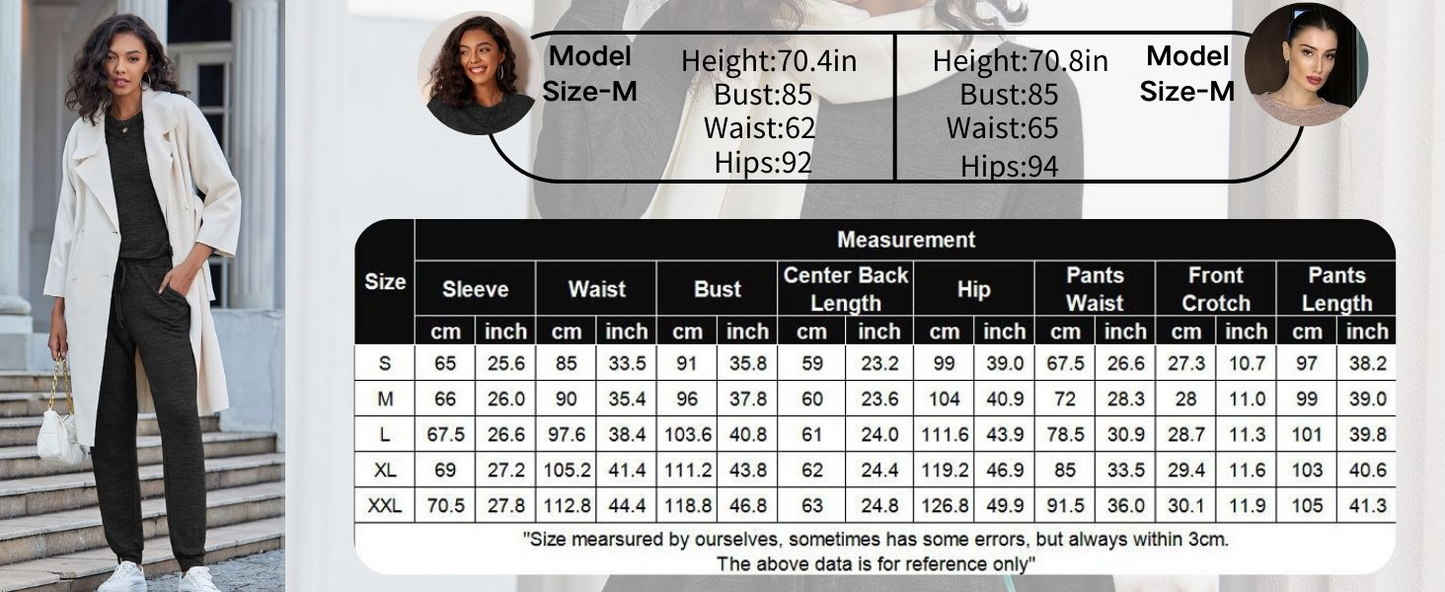 Ekouaer Womens Pajamas Set Long Sleeve Loungewear Soft Lounge Set Joggers with Pockets