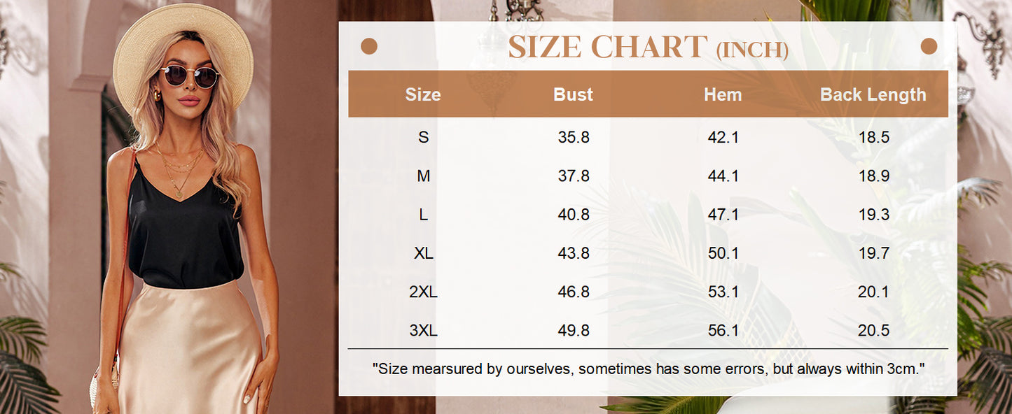 Ekouaer Womens Silk Satin Camisole Tank Tops V Neck Spaghetti Strap Blouses Cross Back Sleeveless Cami Shirt