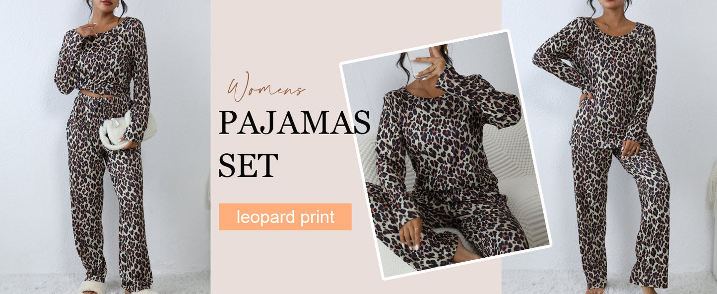 Ekouaer 2 Pack Women's Pajama Set Long Sleeve Top with Jogger Pants Lounge Sets Sleepwear Loungewear with Pockets