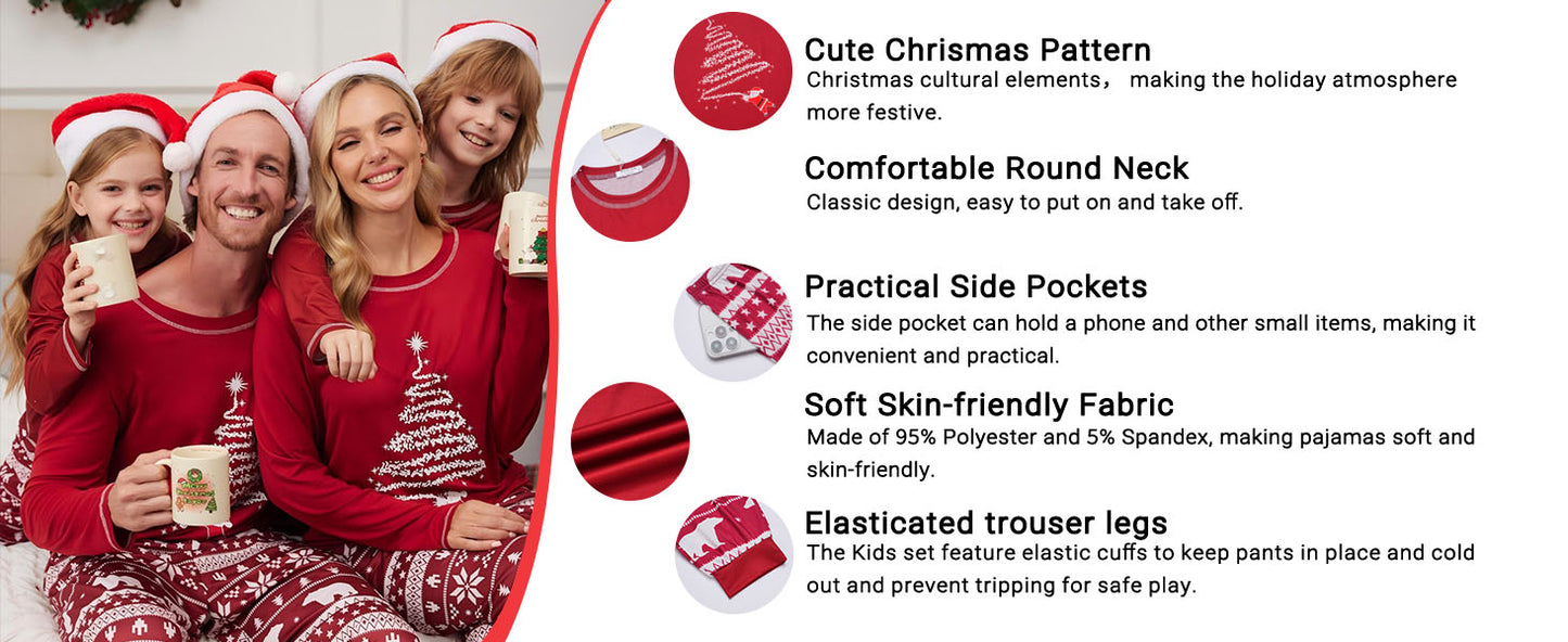 Ekouaer Matching Family Sets Christmas Pajamas Set Xmas PJS Sleepwear Soft Christmas Matching Jammies