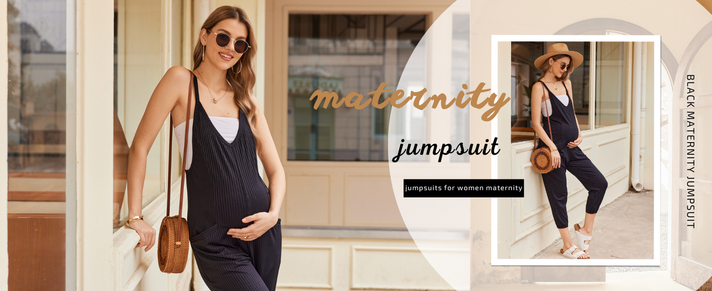 Ekouaer Jumpsuits for Women Sleeveless Spaghetti Strap Ribbed Overall Jumpsuit V Neck Summer Romper with Pockets