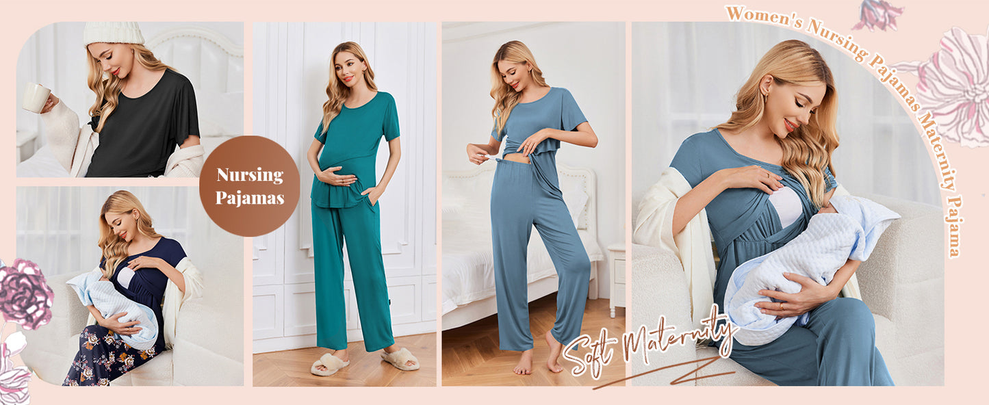 Ekouaer Women's Pajamas Short Sleeve Lace V Neck Sleepwear Top Capri Pants Pjs Sets Soft Loungewear