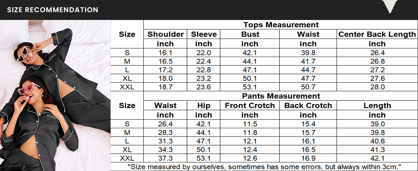 Ekouaer Silk Pajamas for Women Classic Button Down Satin Pajama Sets Long Sleeve Lounge Set