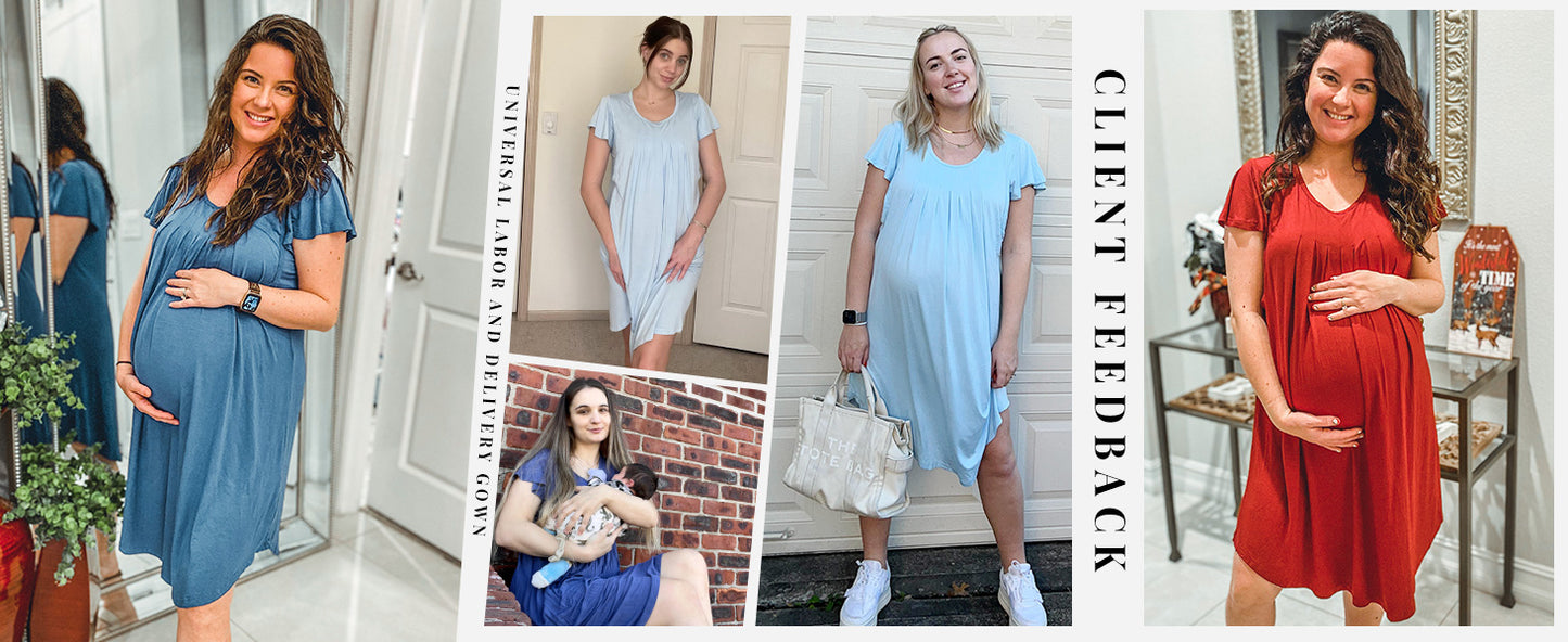 Ekouaer Nursing Nightown Labor and Delivery Gown for Hospital Pleated Breastfeeding Dress Short Sleeve Maternity Sleepwear