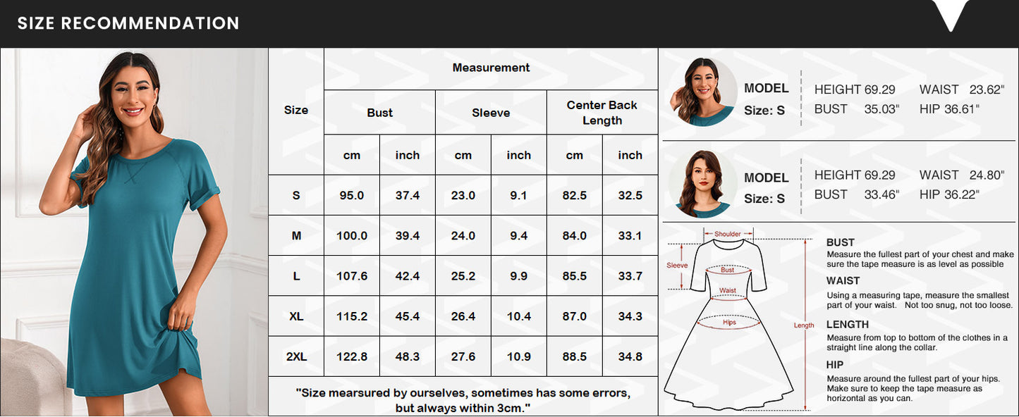 Ekouaer Women's Sleep Shirt Short Sleeve Night Shirts Pullover Nightgown Soft Nightdress Sleepwear