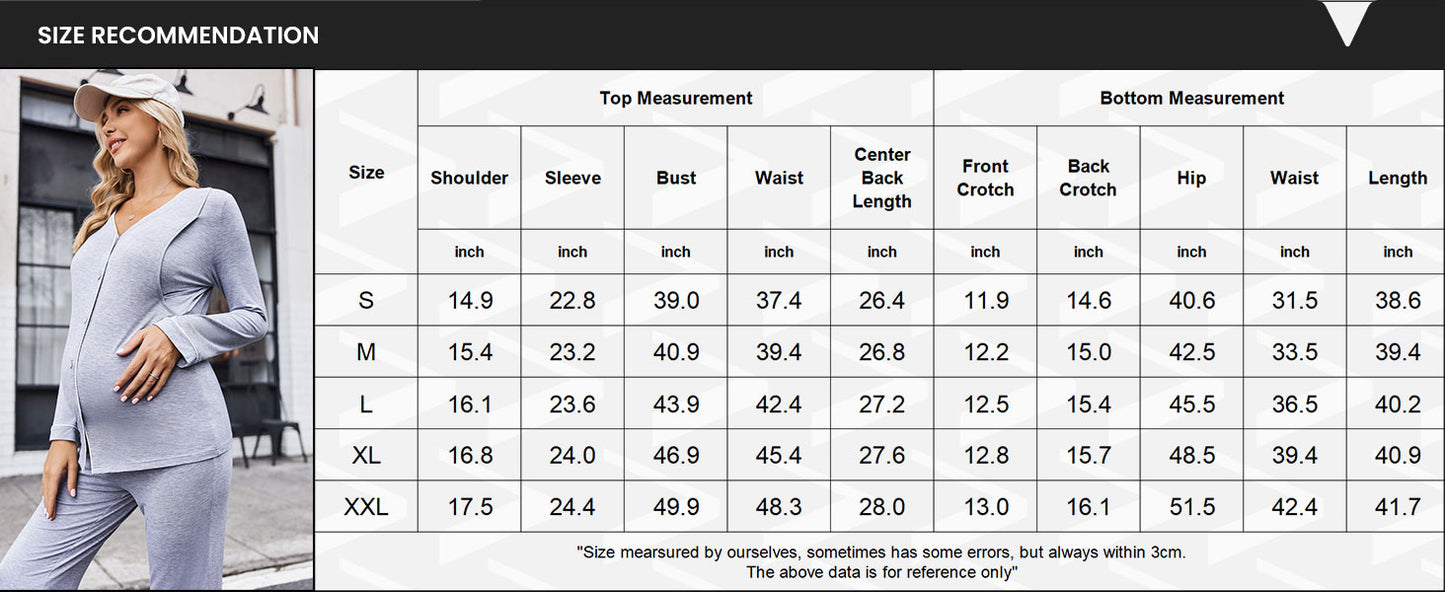 Ekouaer Maternity Pajama Set Button Down Nursing Pajamas Long Sleeve Breastfeeding Loungewear with Adjustable Pants