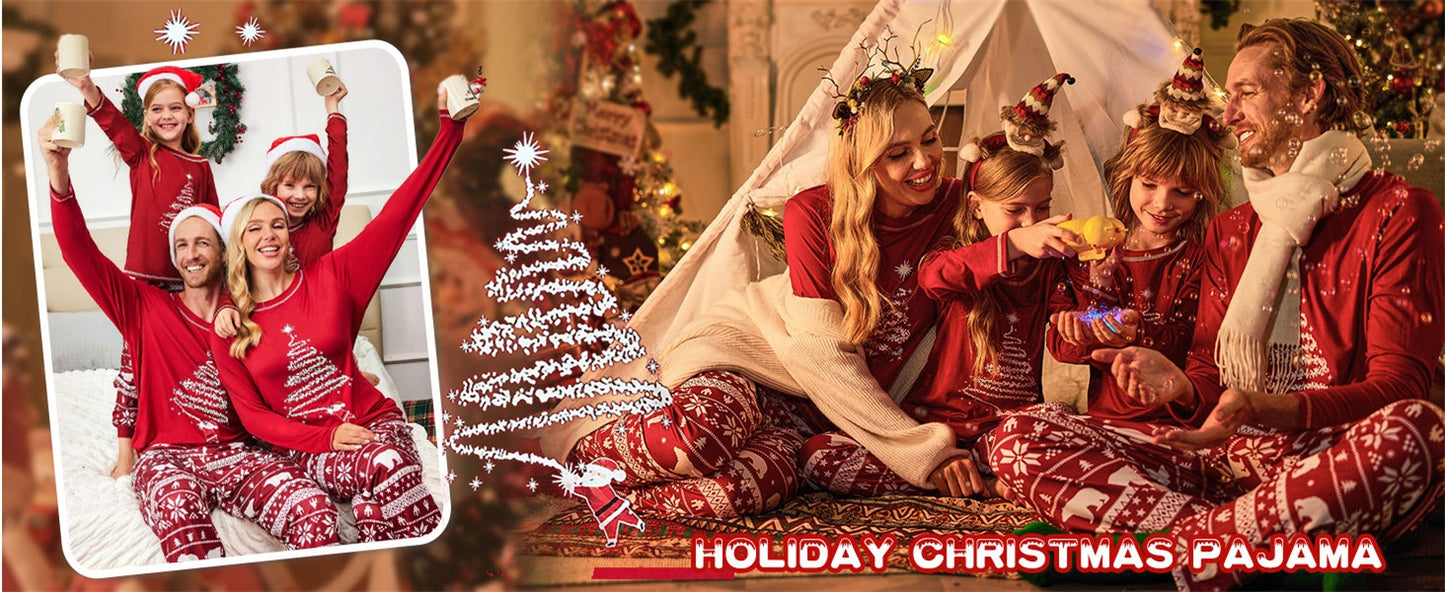 Ekouaer Matching Family Sets Christmas Pajamas Xmas PJS Sleepwear Soft Christmas Matching Jammies