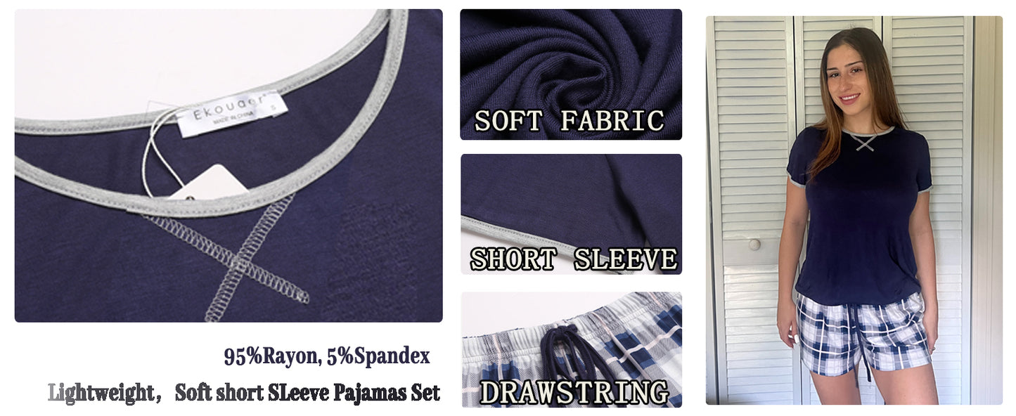 Ekouaer Women Pajama Set Casual Short Set