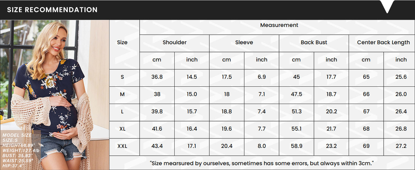 Ekouaer Women's Nursing Tops for Breastfeeding 3 Pack Maternity Shirts Double Layer Pregnancy Clothes Postpartum Tee Shirt