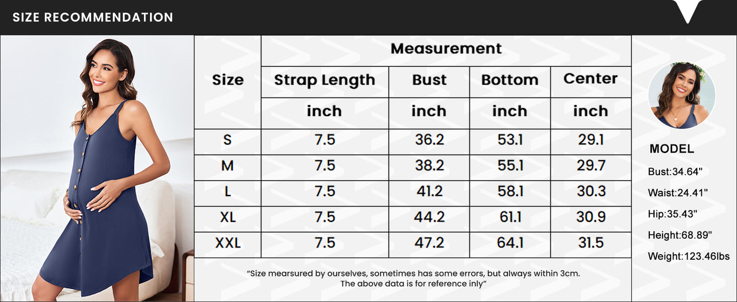 Ekouaer Women 3 in 1 Labor and Delivery/Maternity/Nursing Nightgown Button Down Sleeveless Pregnancy Dress for Breastfeeding