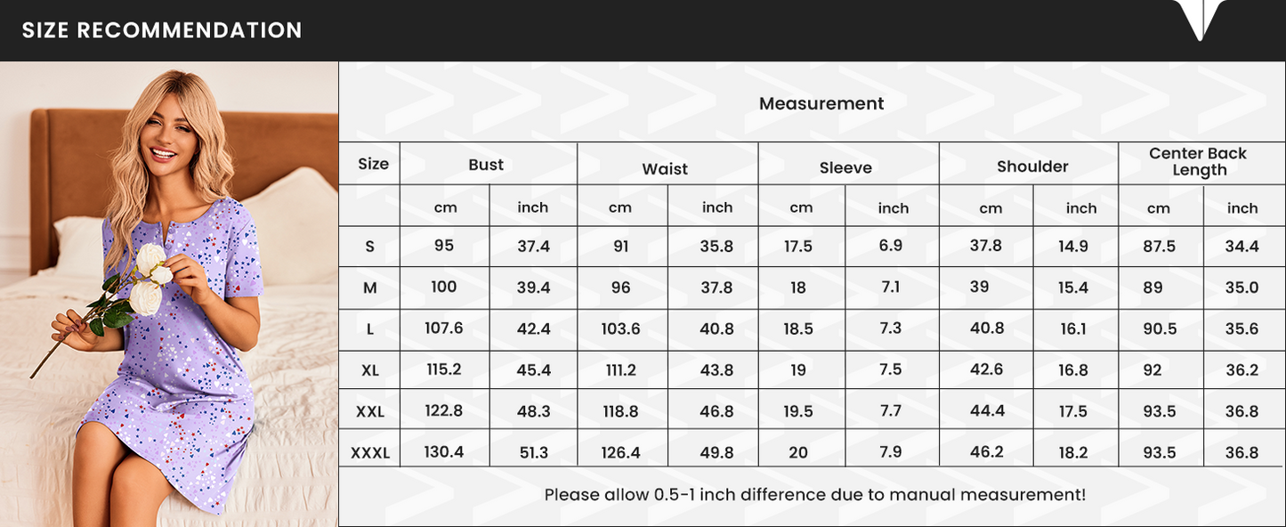 Ekouaer 3 Pack Women's Sleepshirts Soft Sleepwear Short Sleeve T-Shirt Nightgowns Casual Sleepdress Nightshirts