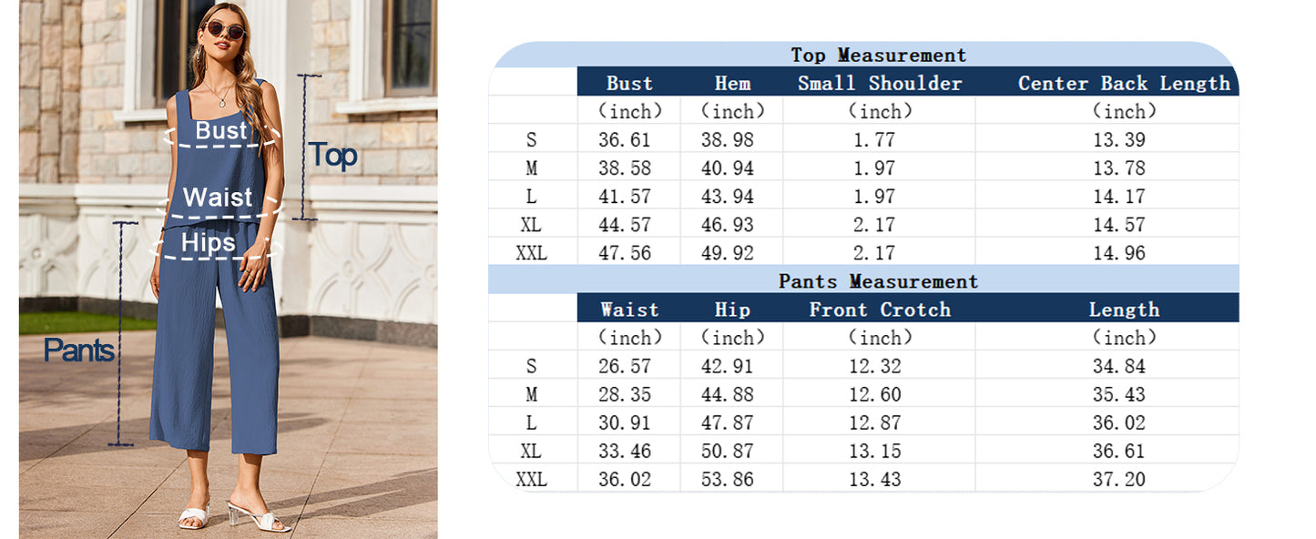 Ekouear Women's 2 Piece Outfits Sleeveless Top Capri Pants Matching Lounge Set Vacation Clothes