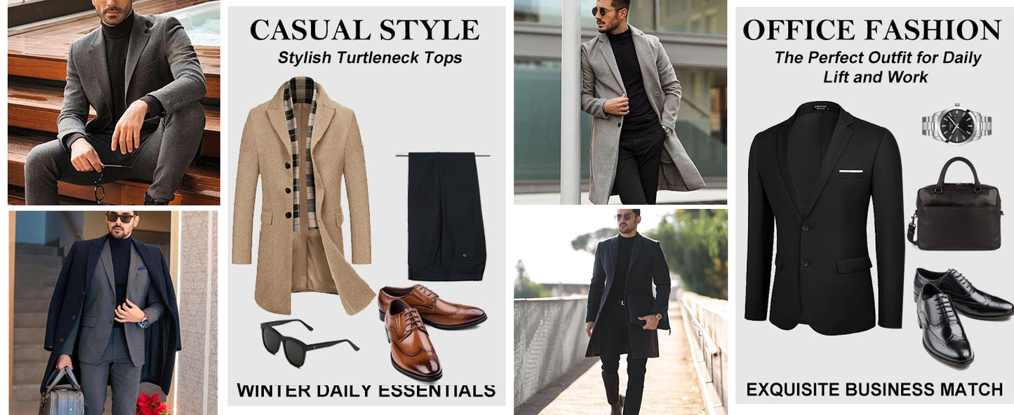 Ekouaer Men's Mock Turtleneck Long Sleeve Turtle Neck Tops Lightweight Undershirt Thermal Sweater Shirts