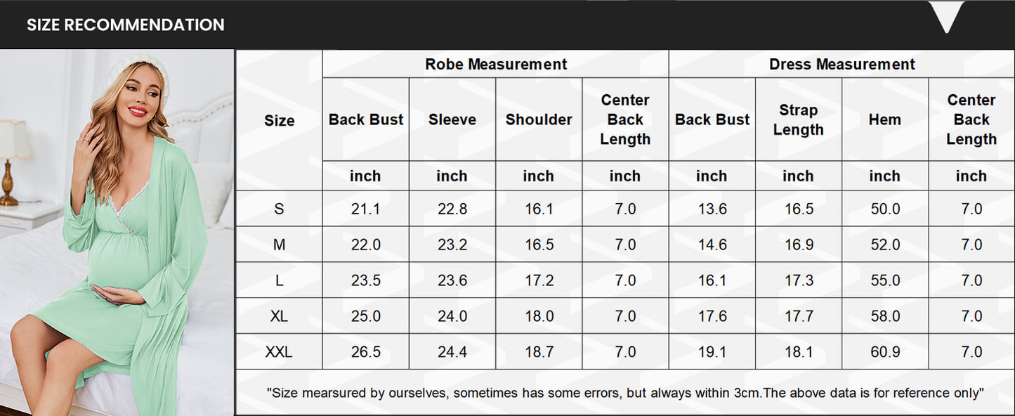 Ekouaer Women's Nursing Nightgown Maternity Nightgowns for Breastfeeding Postpartum Nightgown and Robe Pregnancy Clothes Navy Blue M