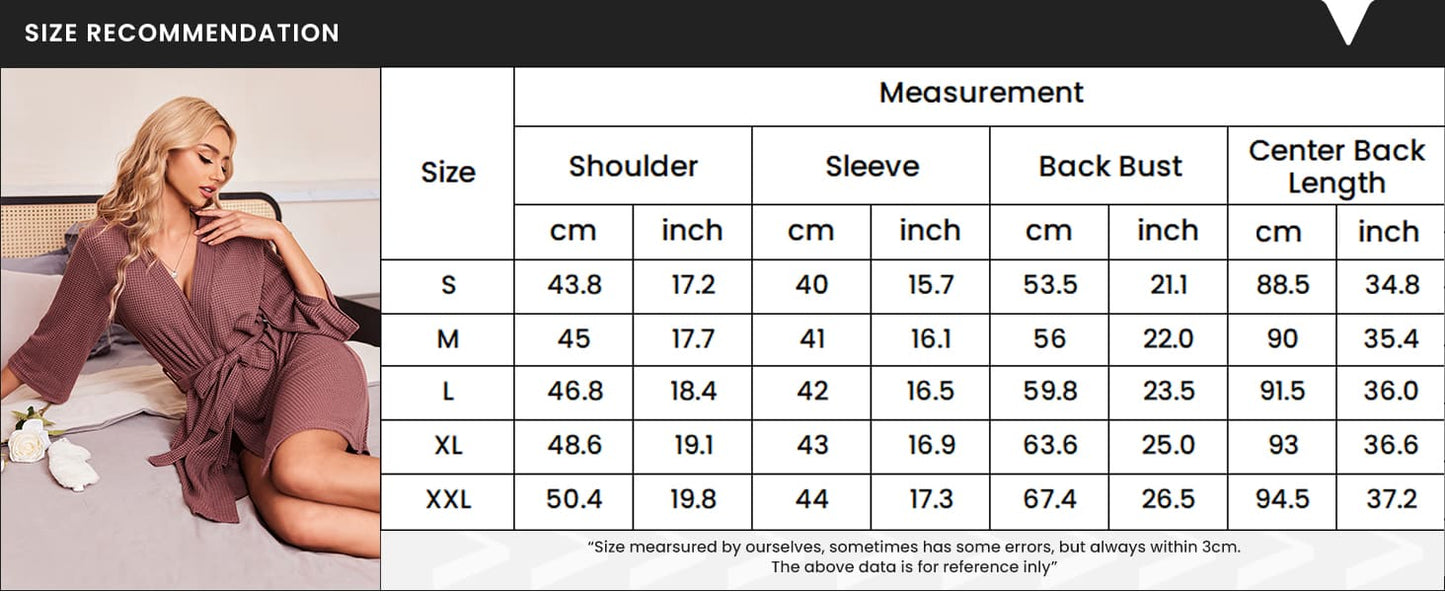 Ekouaer Robes for Women Waffle Knit Bathrobe Soft Lightweight Knee Length Loungewear