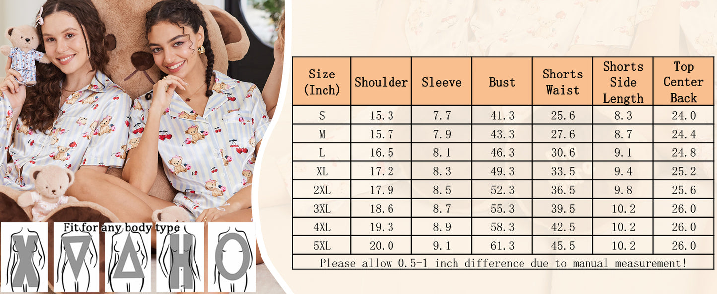 Ekouaer Womens Silk Satin Pajamas Set Short Sleeve Sleepwear Button Down Loungewear 2 Piece Pjs Shorts