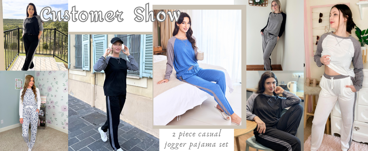Ekouaer Women's Pajama Set Long Sleeve PJs 2 Piece Lounge Set Pullover Sleepwear Sweatshirt and Long Pants With Pockets
