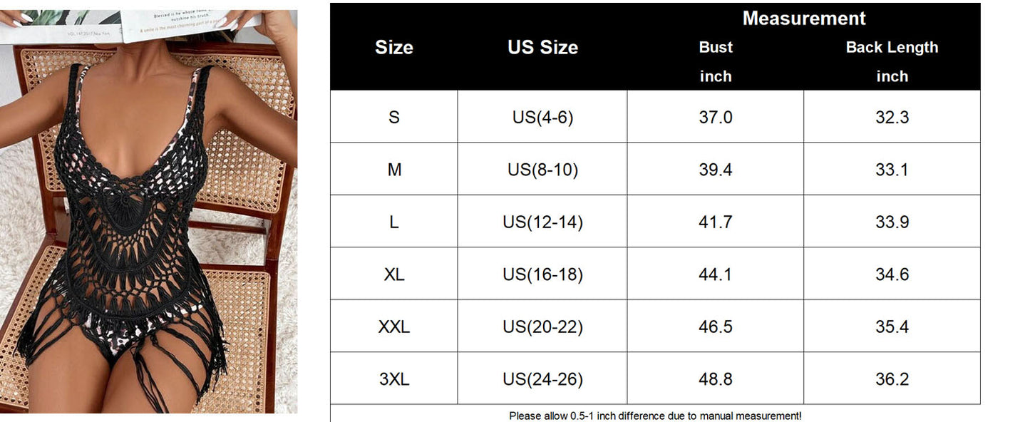 Ekouaer Beach Swimsuit Cover Up Women Crochet Bikini Coverups Summer Pool Swimwear Tassel Dress