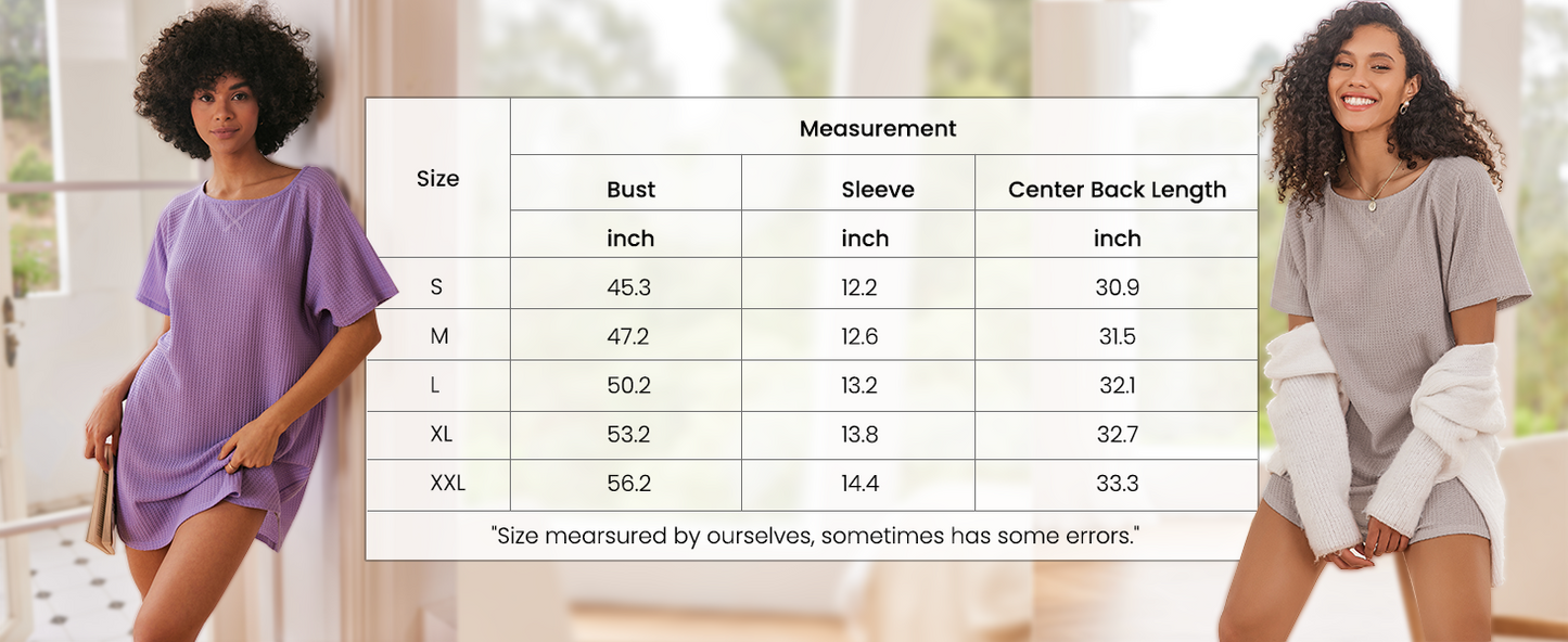 Ekouaer 3 Pack Women's Short Sleeves Shirt Casual Sleepdress Oversized Nightgown Sleepwear Set