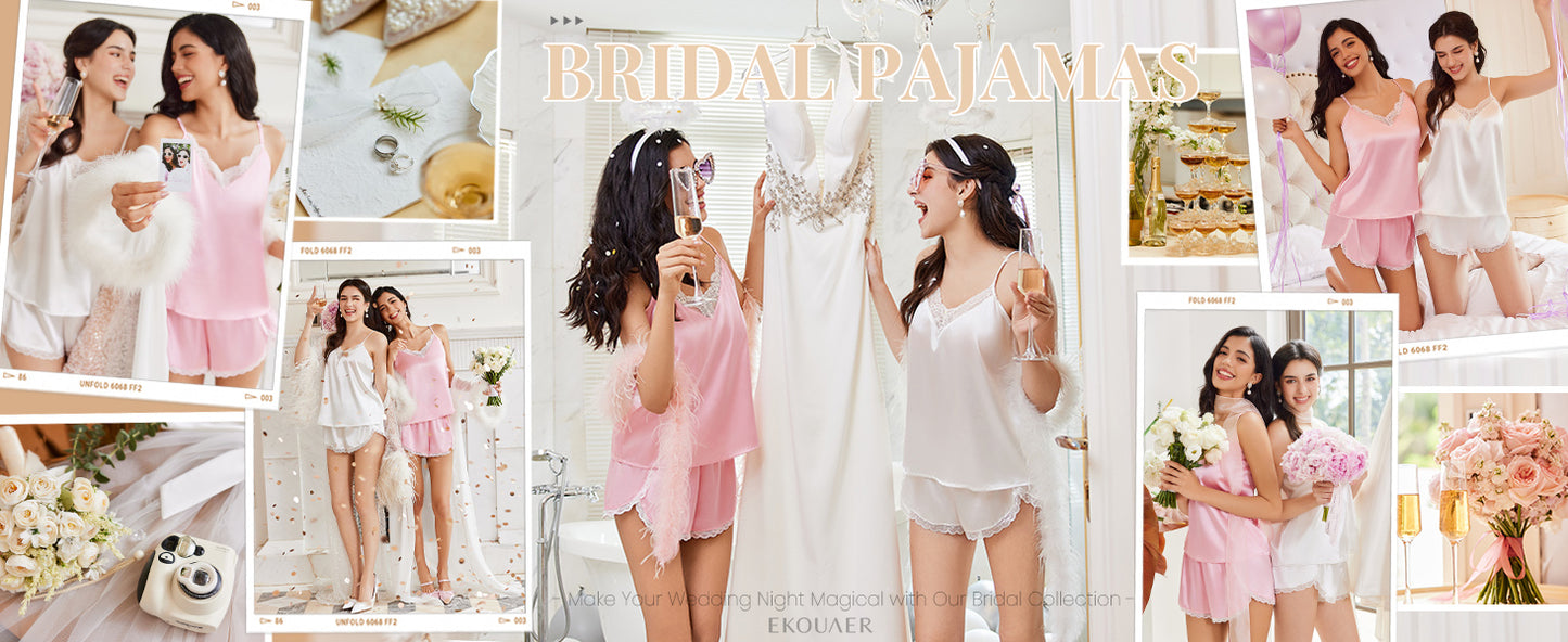 Ekouaer Satin Pajama Set for Women 2 Piece Silky Lingerie Sleepwear Lace Camisole Pj Shorts Set Soft Nightwear