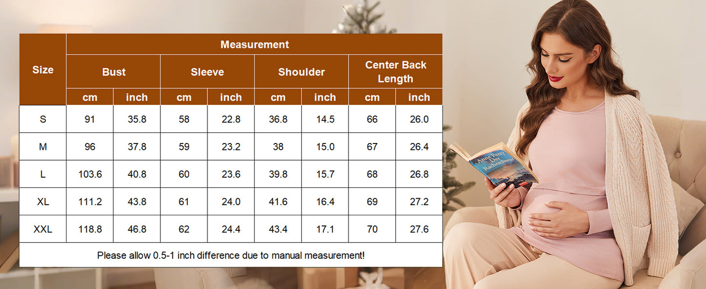 Ekouaer Women 3 Packs Nursing Shirts Long Sleeve Breastfeeding Tops Round Neck Postpartum Clothes Double Layer Maternity Tee