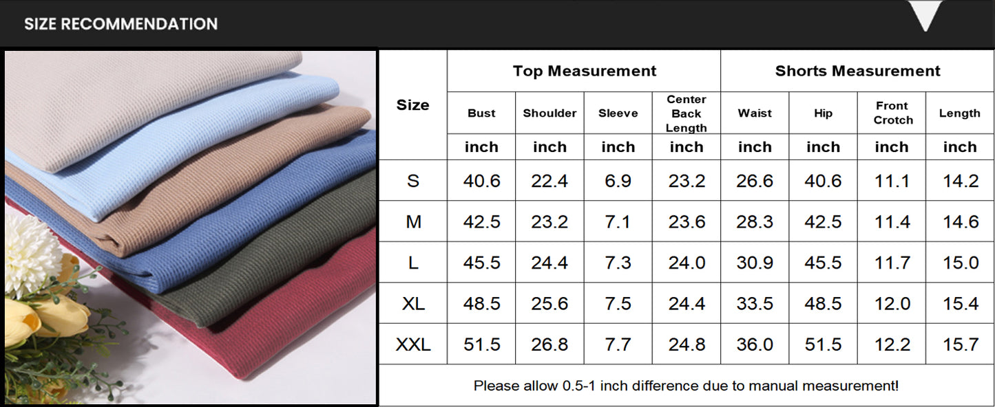 Ekouaer Women's Waffle Knit Two Piece Lounge Set, Soft Matching Outfits for Daily Wear, Casual Shorts Set with Pocket