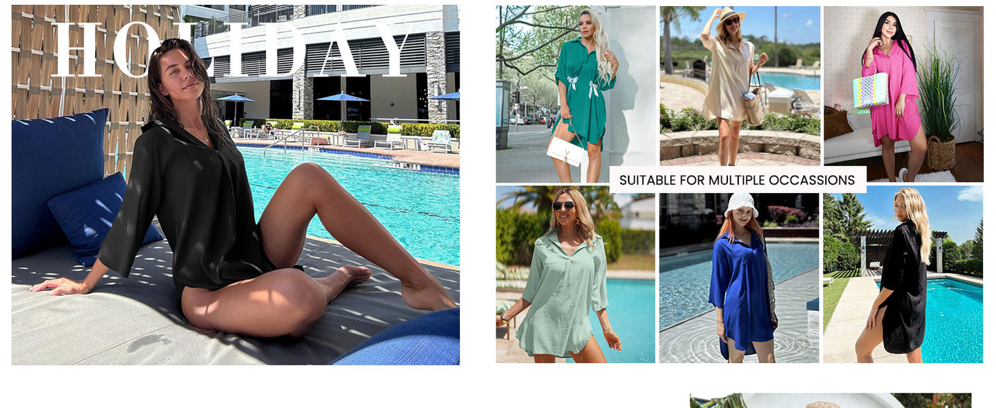 Ekouaer Beach Cover Ups for Women Bikini Swimsuit Coverup Beach Dress Shirt