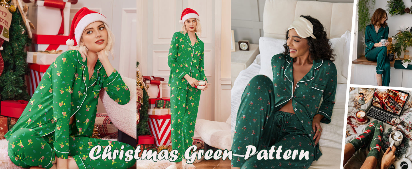 Ekouaer Pajamas Women's Long Sleeve Sleepwear Soft Button Down Loungewear Pjs Lounge Set Nightwear